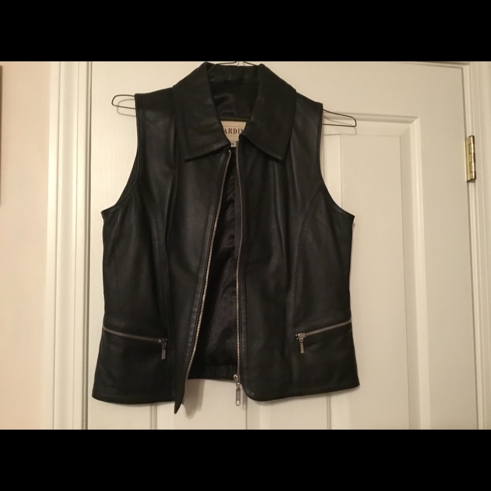 Women’s MARDINI Leather Vest Silver Hardware Sz M